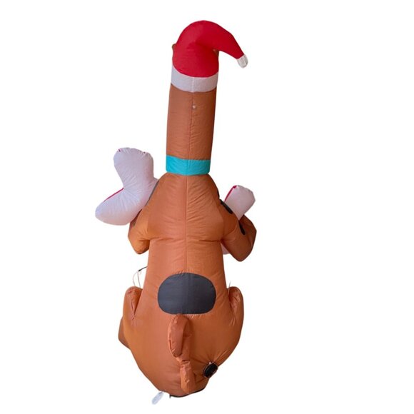 Gemmy Inflatable Scooby-Doo Christmas Yard Decor w Santa Hat Bone 5 ft Blow Up - Picture 3 of 6
